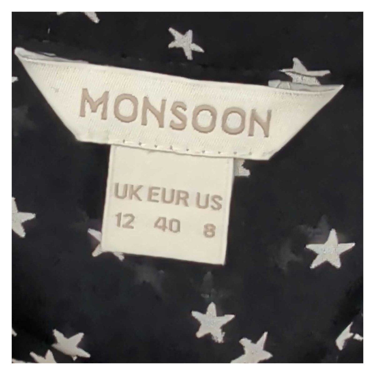 Monsoon Women's Blouse UK 12 Black White Star Print Viscose Long Sleeve – product photo 6 | RewearableUK