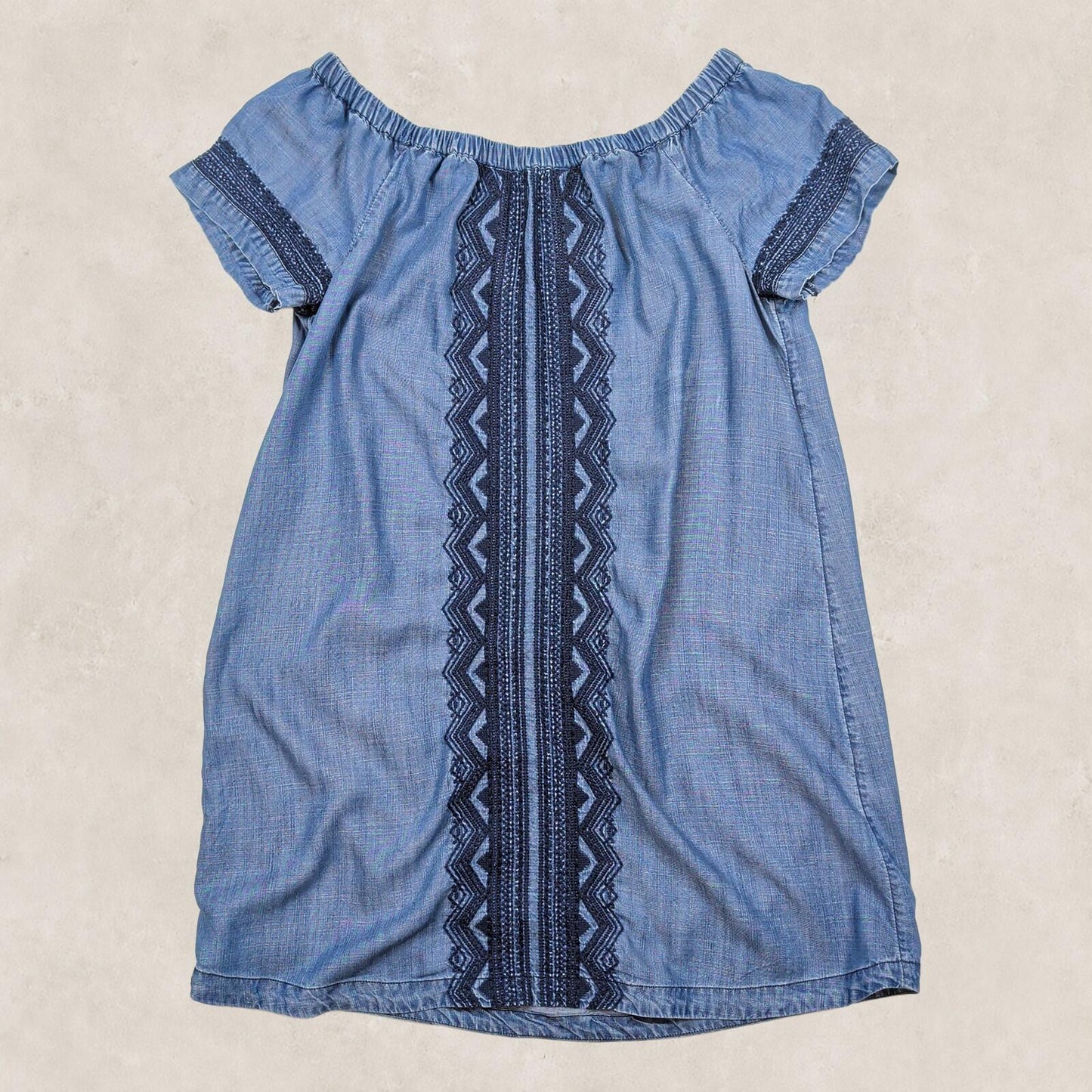Monsoon Womens Blue Chambray Embroidered Boho Shift Dress Size M by Monsoon – blouse | RewearableUK