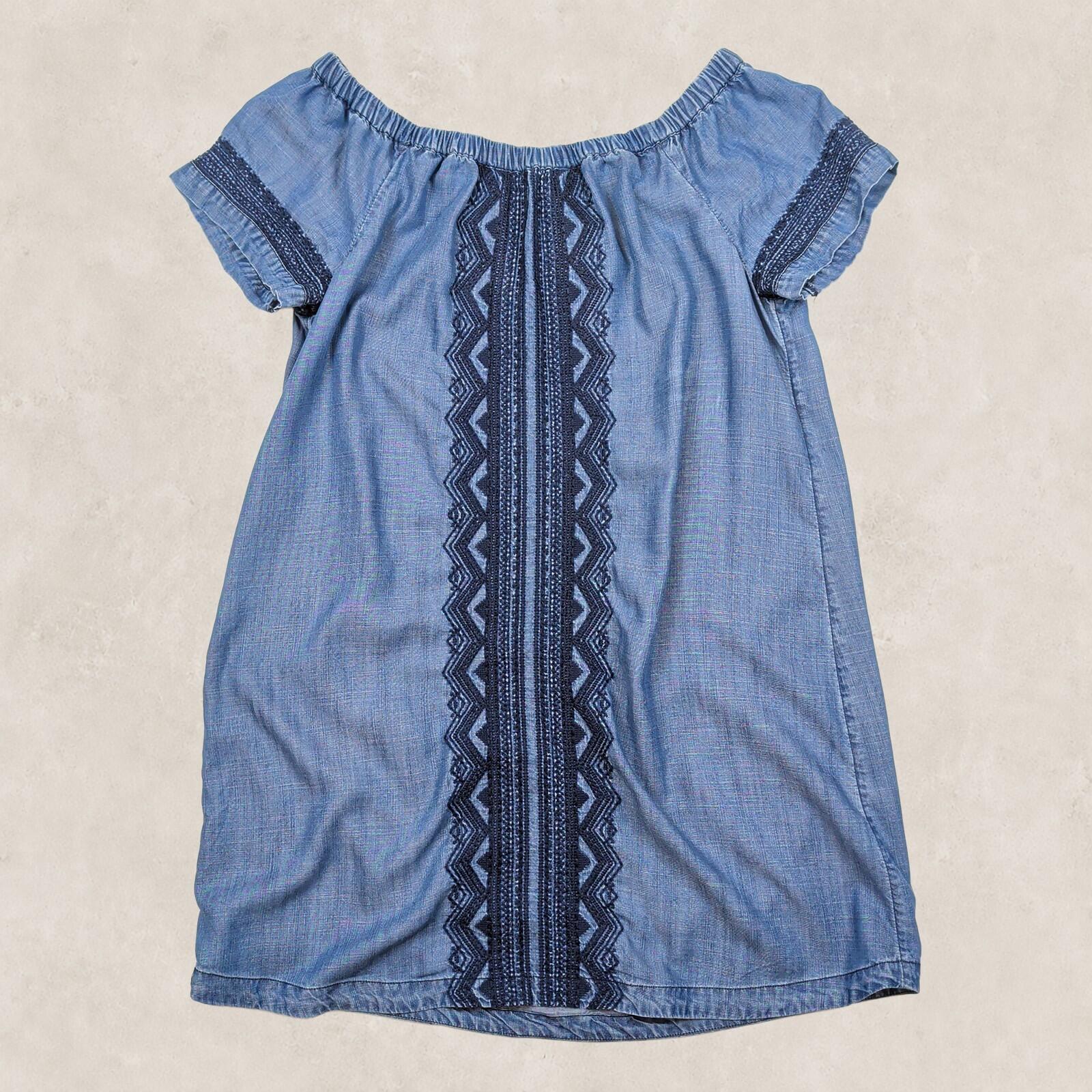 Monsoon Womens Blue Chambray Embroidered Boho Shift Dress Size M by Monsoon – blouse | RewearableUK