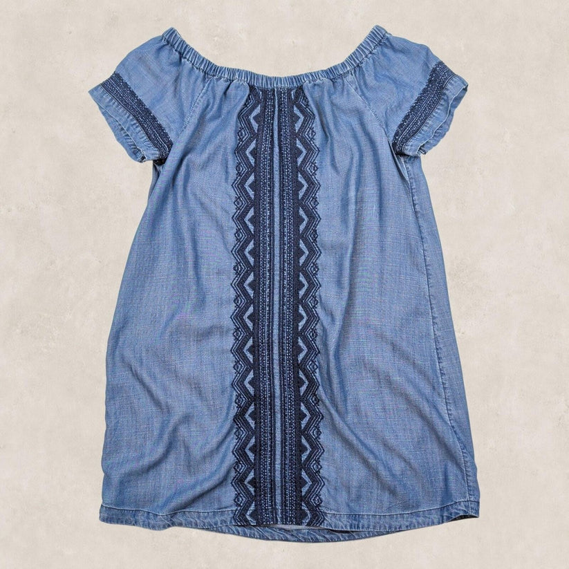 Monsoon Womens Blue Chambray Embroidered Boho Shift Dress Size M by Monsoon – blouse | RewearableUK