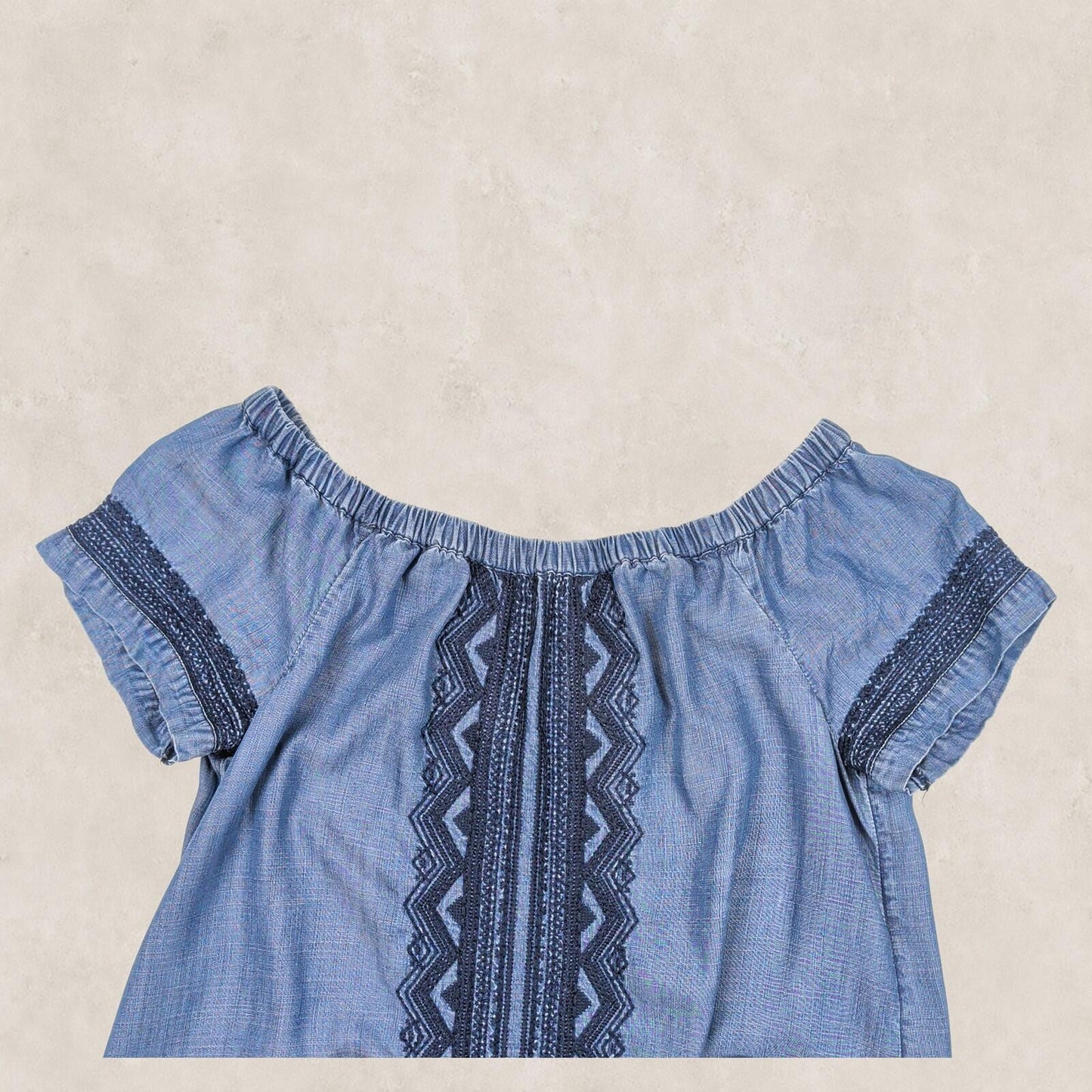 Monsoon Womens Blue Chambray Embroidered Boho Shift Dress Size M by Monsoon – blouse | RewearableUK