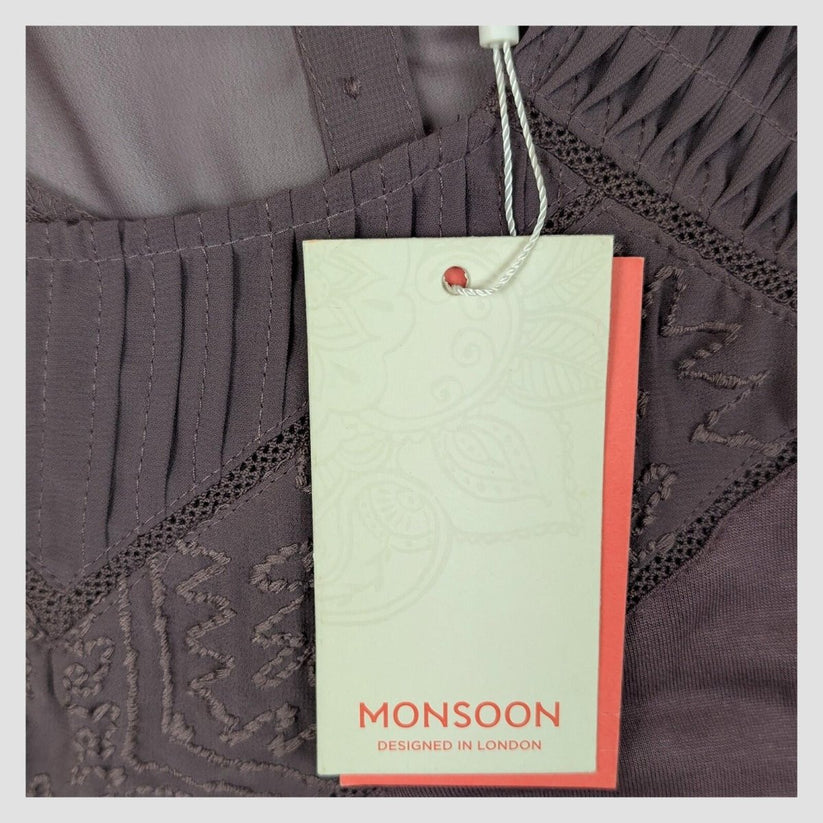 Monsoon Womens Purple Embroidered Boho Tunic Top UK 16 New With Tags by Monsoon – | RewearableUK