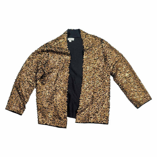 Monsoon Women’s Sequin Cardigan Size S Black Gold Embellished Party – product photo 1 | RewearableUK