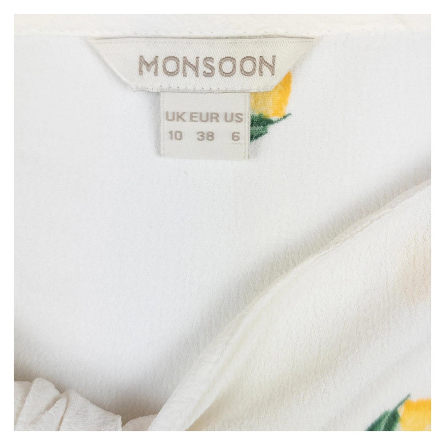 Monsoon Womens Top UK 10 White Lemon Print Viscose Cami Vest Tie Front Summer by Monsoon – | RewearableUK