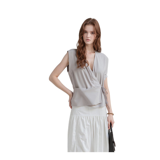 Monsoon Wrap Top Lilac Grey | Women's UK 14 by Monsoon – blouse | RewearableUK