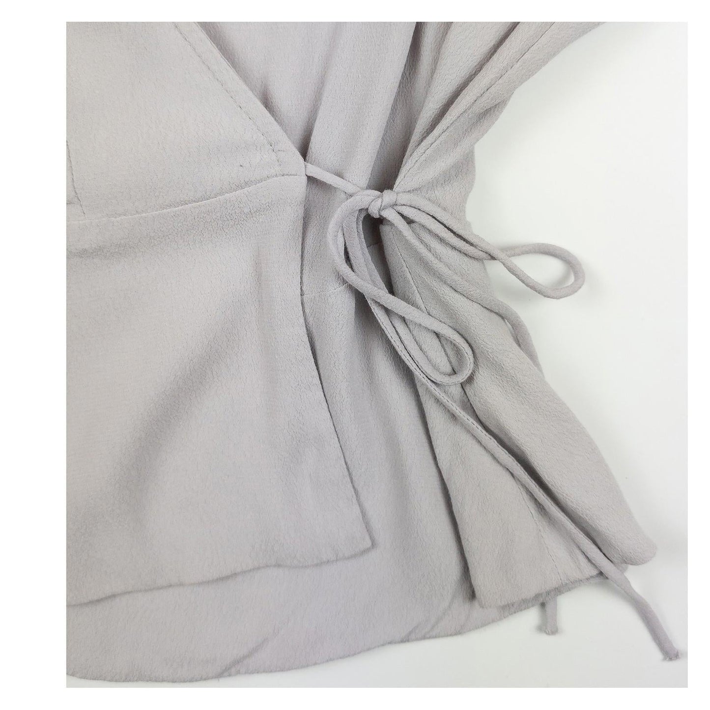 Monsoon Wrap Top UK 14 Grey Lilac V - Neck Short Sleeve Blouse Side Tie by Monsoon – | RewearableUK