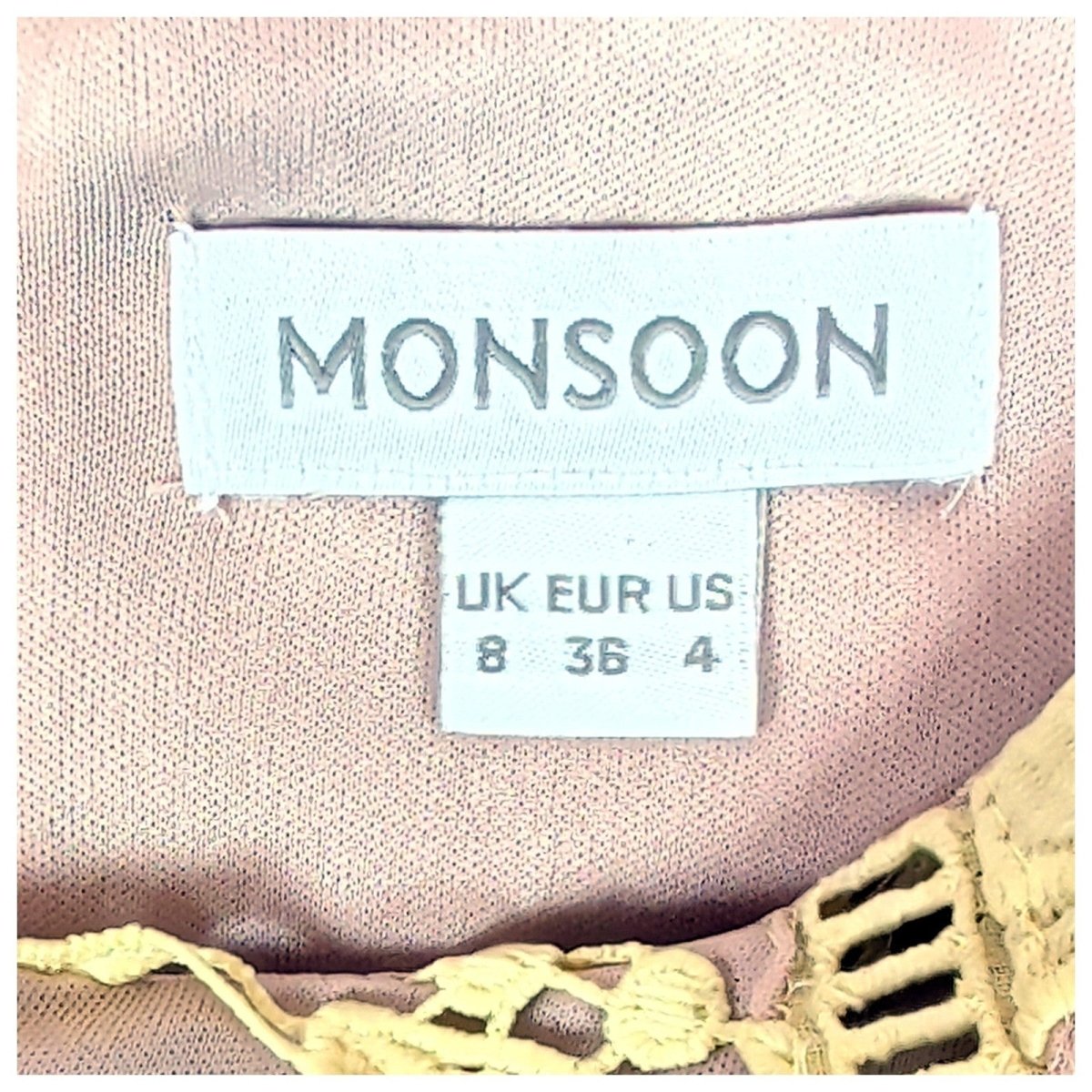 Monsoon Yellow Embroidered Lace Dress UK 8 Floral Occasion Party by Monsoon – | RewearableUK