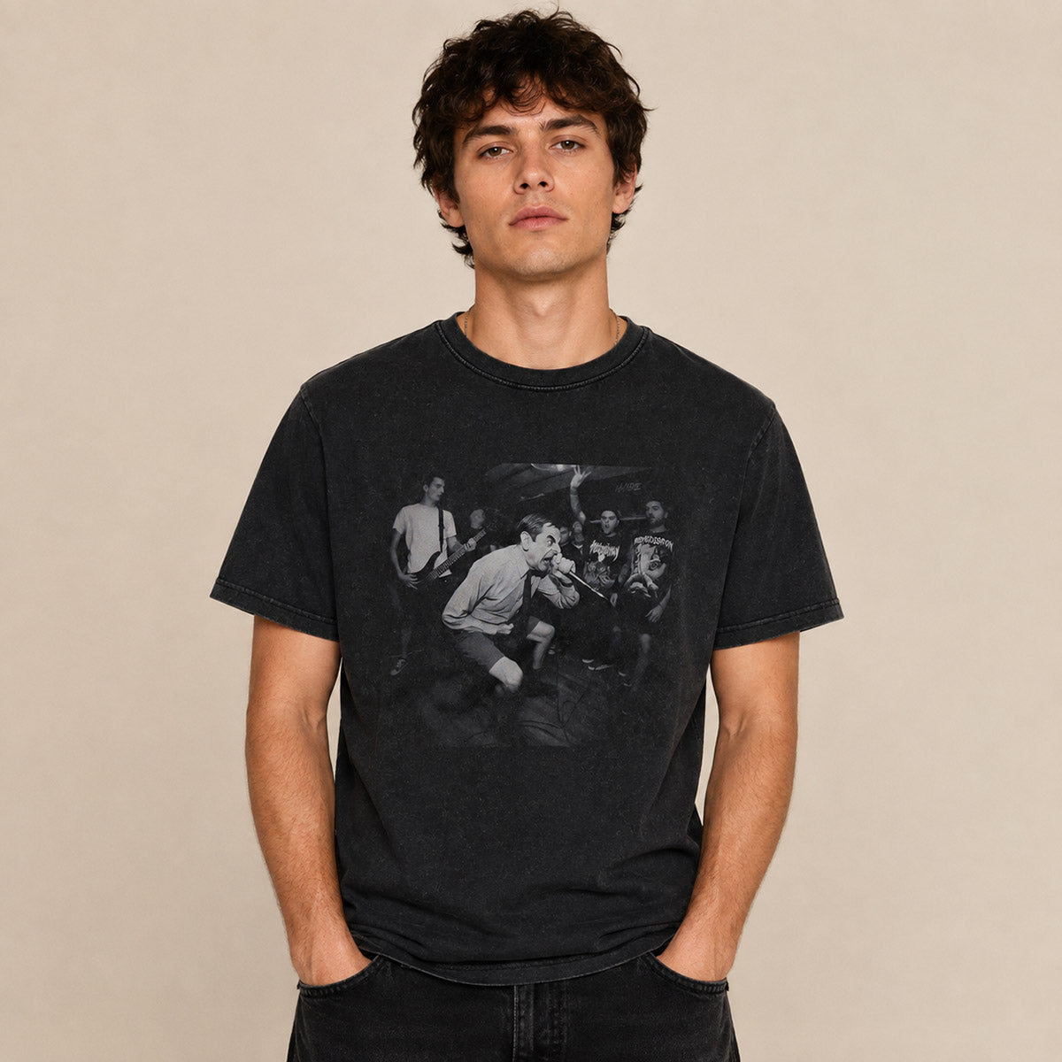 Mr Bean Hardcore Punk Parody T-Shirt M Washed Black – product photo 1 | RewearableUK