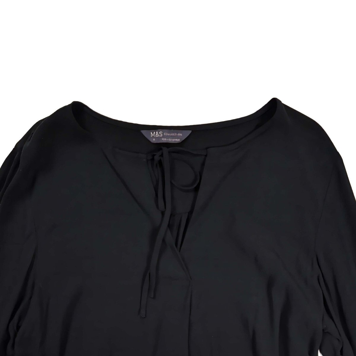 M&S Collection Women's Tie-Front Blouse UK 12 Black – Blouse product photo 3 | RewearableUK