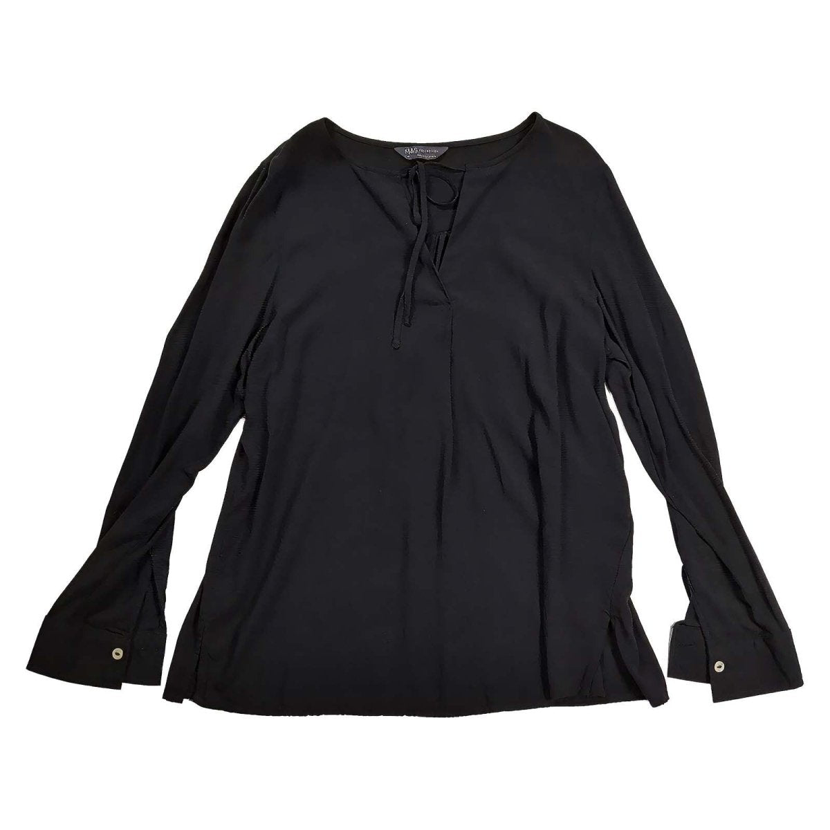 M&S Collection Women's Tie-Front Blouse UK 12 Black – Blouse product photo 2 | RewearableUK