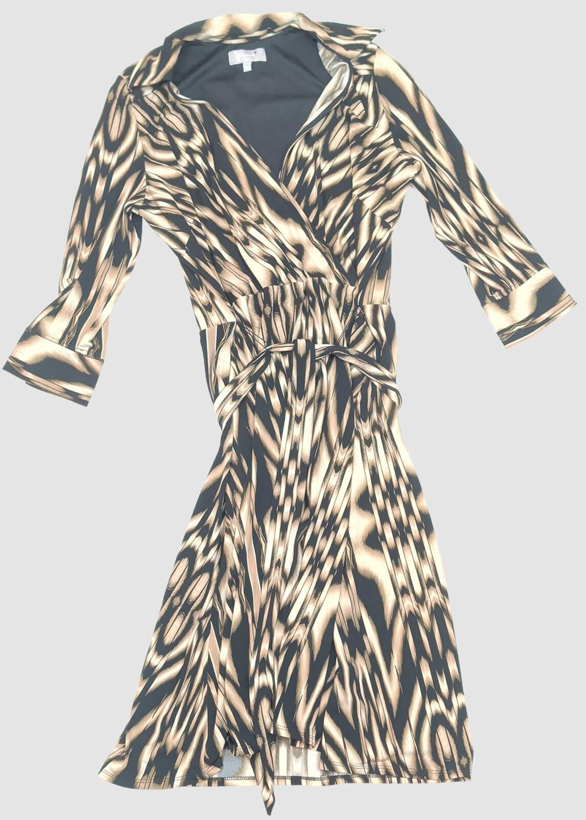 M&S Per Una Geometric Print Wrap Dress V - Neck Long Sleeve Belted Womens UK 12 by Per Una – | RewearableUK