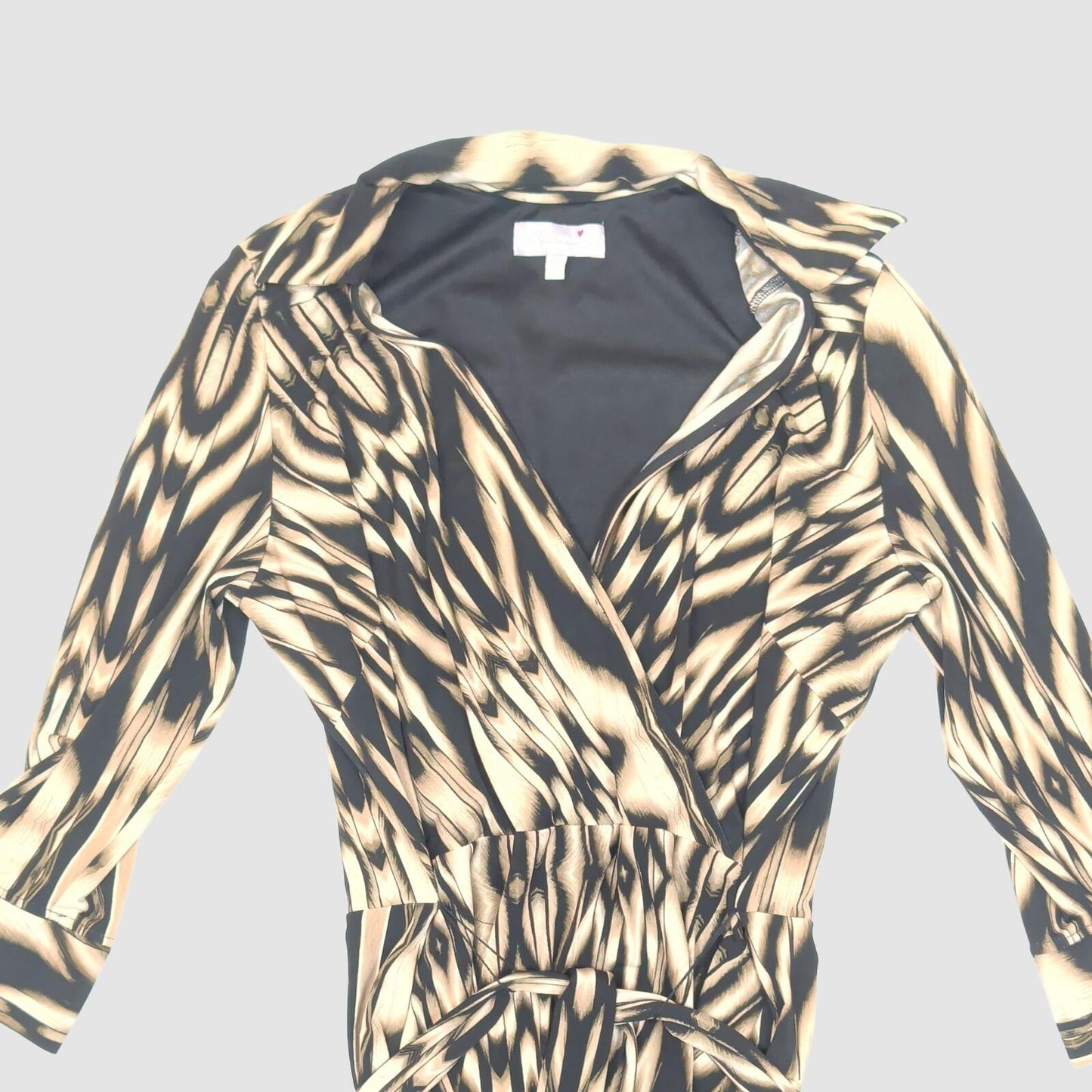 M&S Per Una Geometric Print Wrap Dress V - Neck Long Sleeve Belted Womens UK 12 by Per Una – | RewearableUK