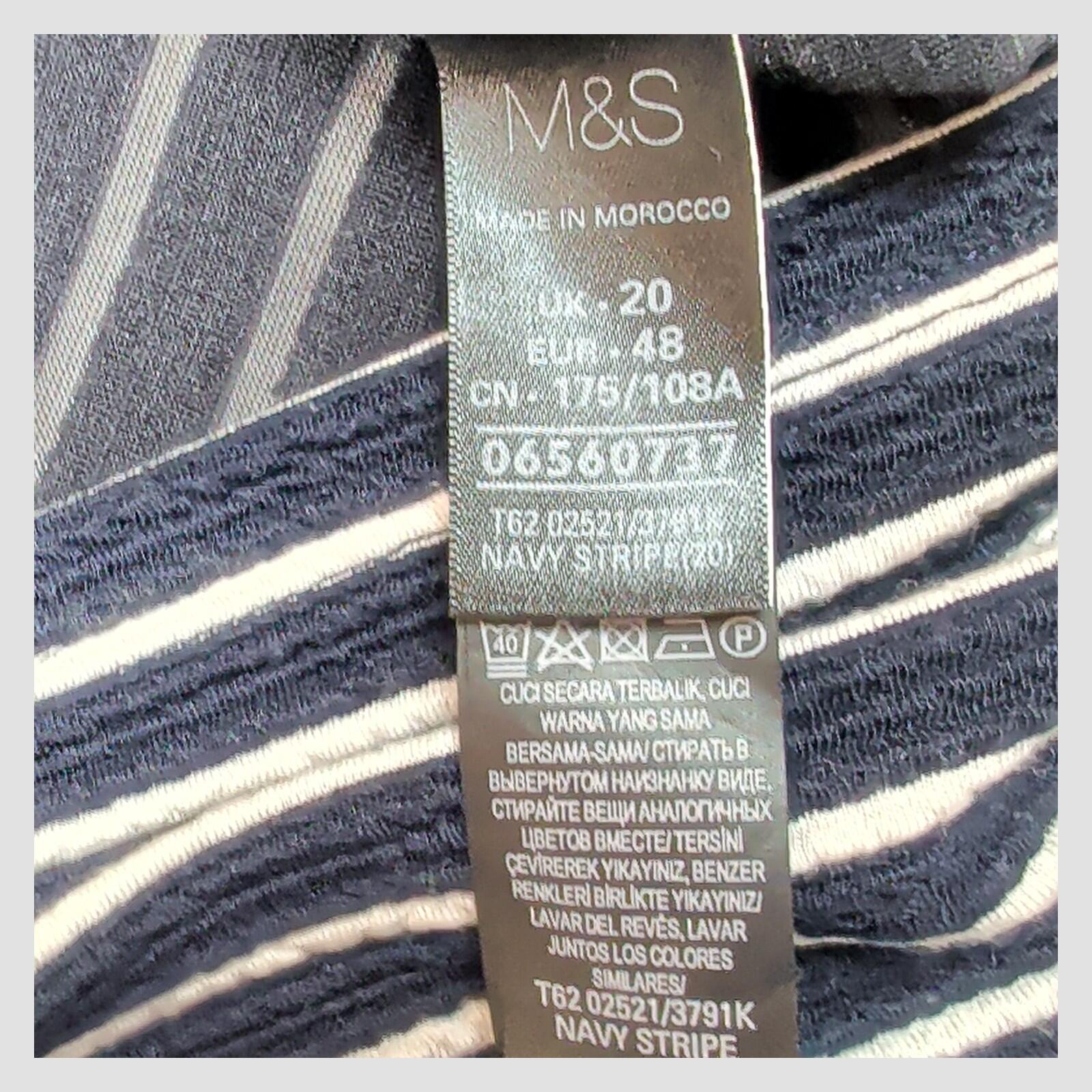 M&S Per Una Weekend Striped 3/4 Sleeve Dress Navy Blue White Womens Size UK 20 by Per Una – | RewearableUK