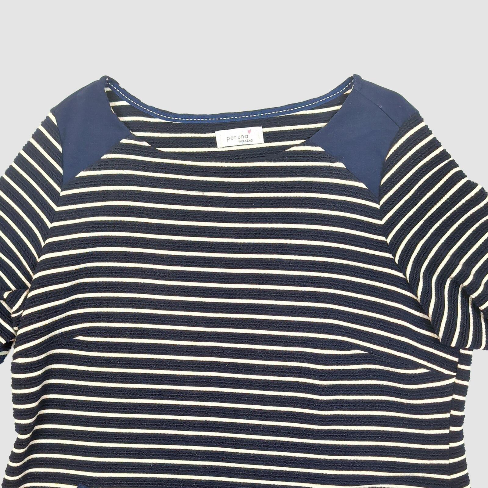 M&S Per Una Weekend Striped 3/4 Sleeve Dress Navy Blue White Womens Size UK 20 by Per Una – | RewearableUK