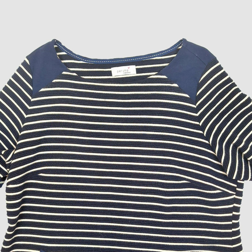 M&S Per Una Weekend Striped 3/4 Sleeve Dress Navy Blue White Womens Size UK 20 by Per Una – | RewearableUK