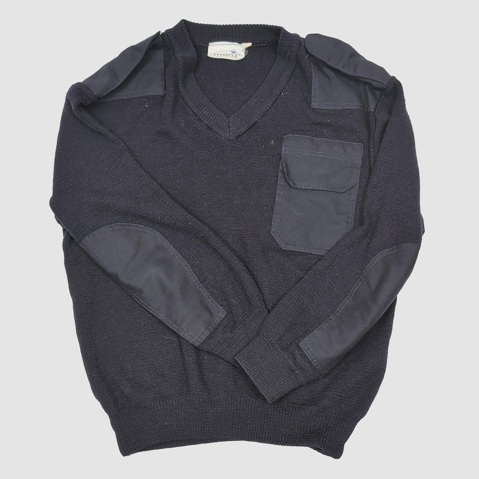 Munz Wool Military Jumper Black V Neck Tactical Sweater Elbow Patches by munz – MILITARY | RewearableUK