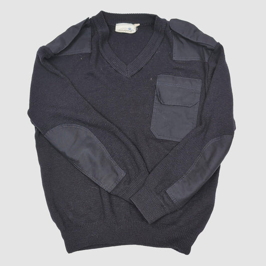 Munz Wool Military Jumper Black V Neck Tactical Sweater Elbow Patches by munz – MILITARY | RewearableUK