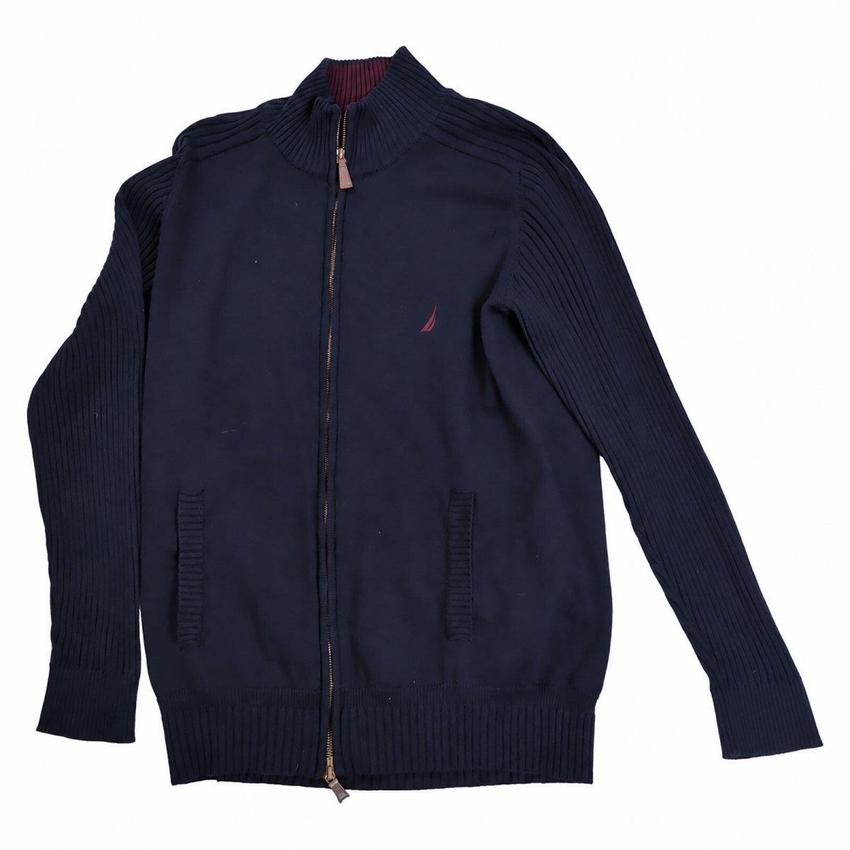 Nautica Men's Jumper L Navy Embroidered Logo Cotton Blend Full Zip – product photo 2 | RewearableUK
