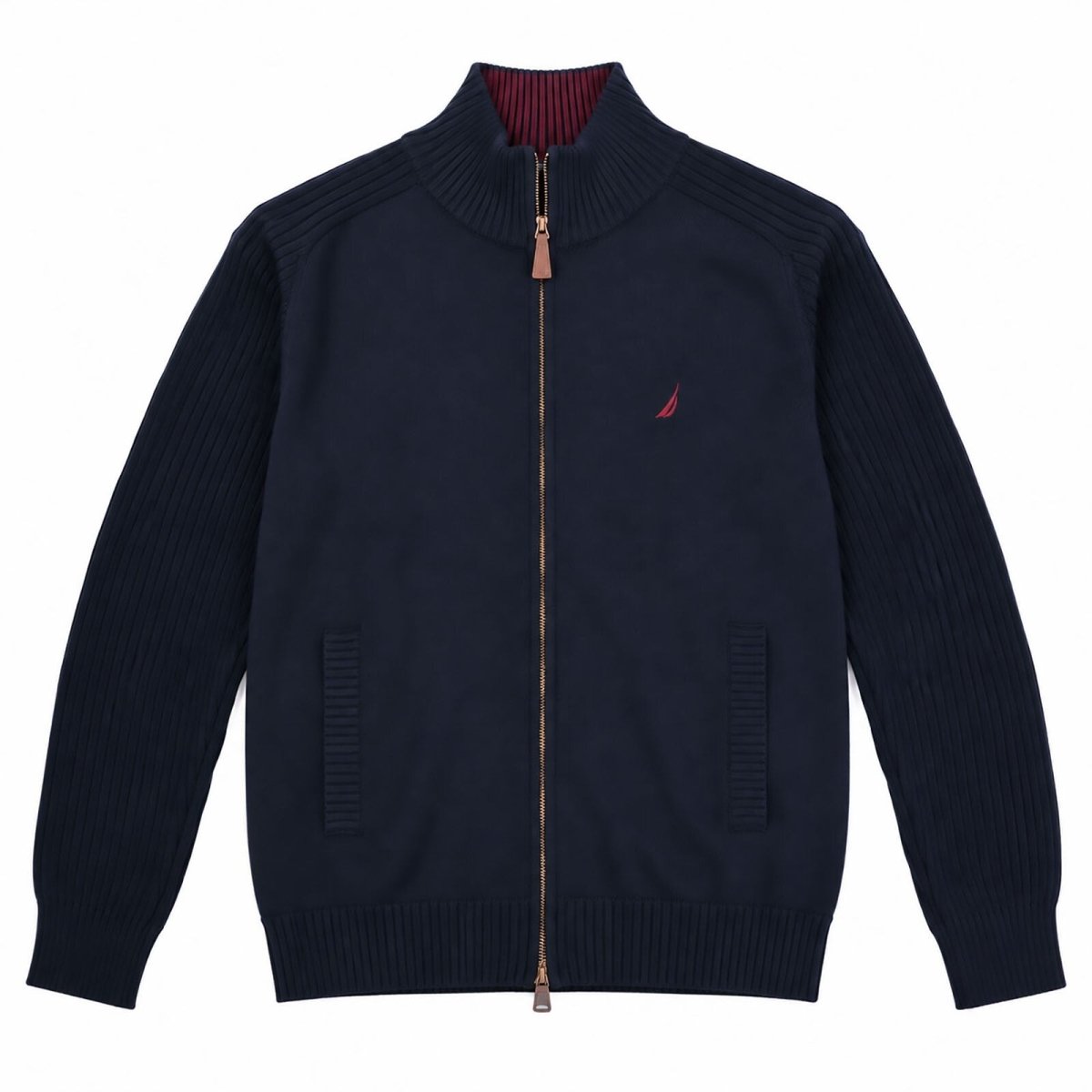 Nautica Men's Jumper L Navy Embroidered Logo Cotton Blend Full Zip – product photo 1 | RewearableUK