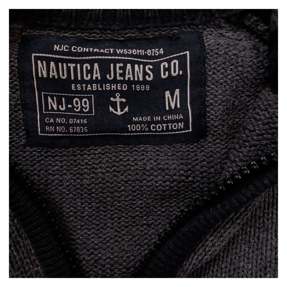 Nautica Men's Jumper M Medium Grey Black Half Zip Cotton Knit – product photo 9 | RewearableUK