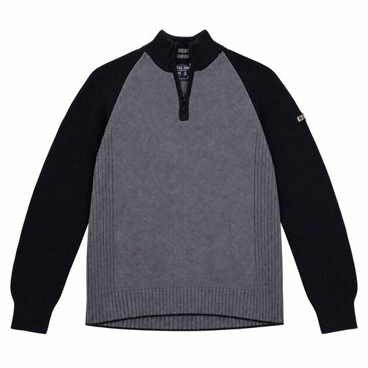 Nautica Men's Grey Black Half Zip Cotton Jumper M - product photo 1