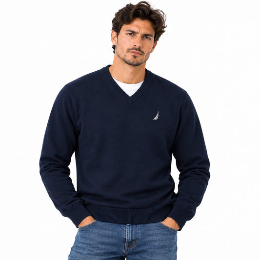 Nautica Men's Jumper M Navy Embroidered Logo Cotton Polyester Casual – Jumper product photo 1 | RewearableUK