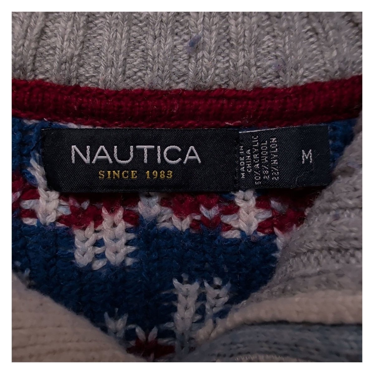 Nautica Mens Jumper Medium Cream Snowflake Pattern Wool Blend – product photo 7 | RewearableUK