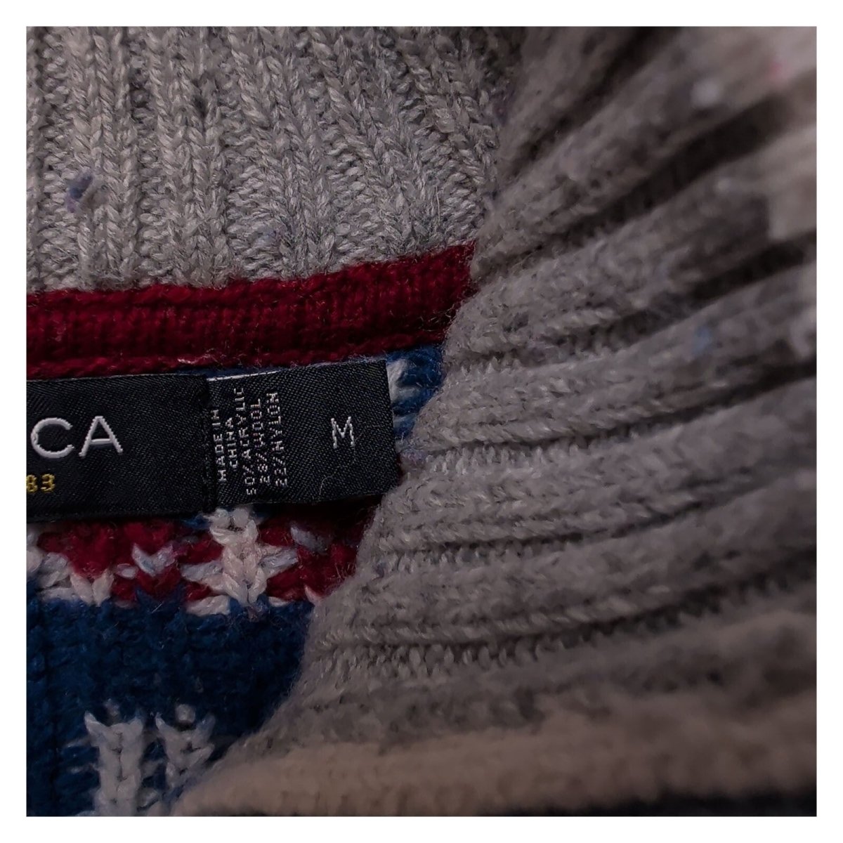 Nautica Mens Jumper Medium Cream Snowflake Pattern Wool Blend – product photo 5 | RewearableUK