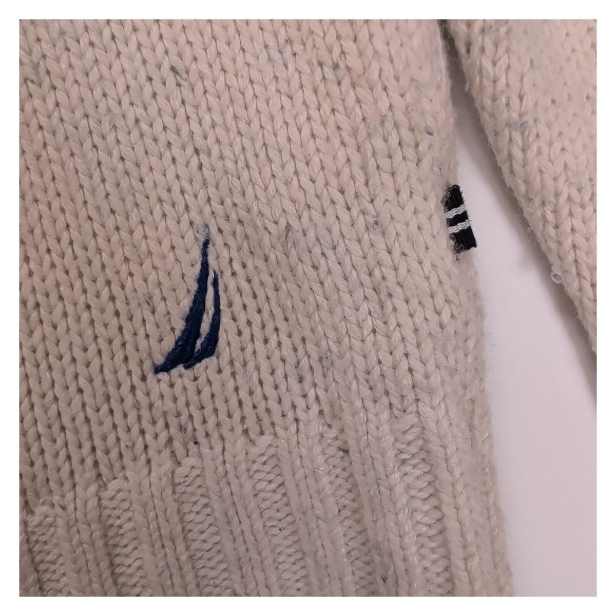 Nautica Mens Jumper Medium Cream Snowflake Pattern Wool Blend – product photo 4 | RewearableUK