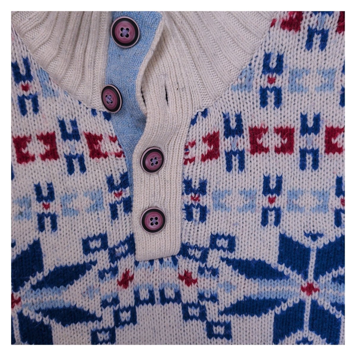 Nautica Mens Jumper Medium Cream Snowflake Pattern Wool Blend – product photo 3 | RewearableUK
