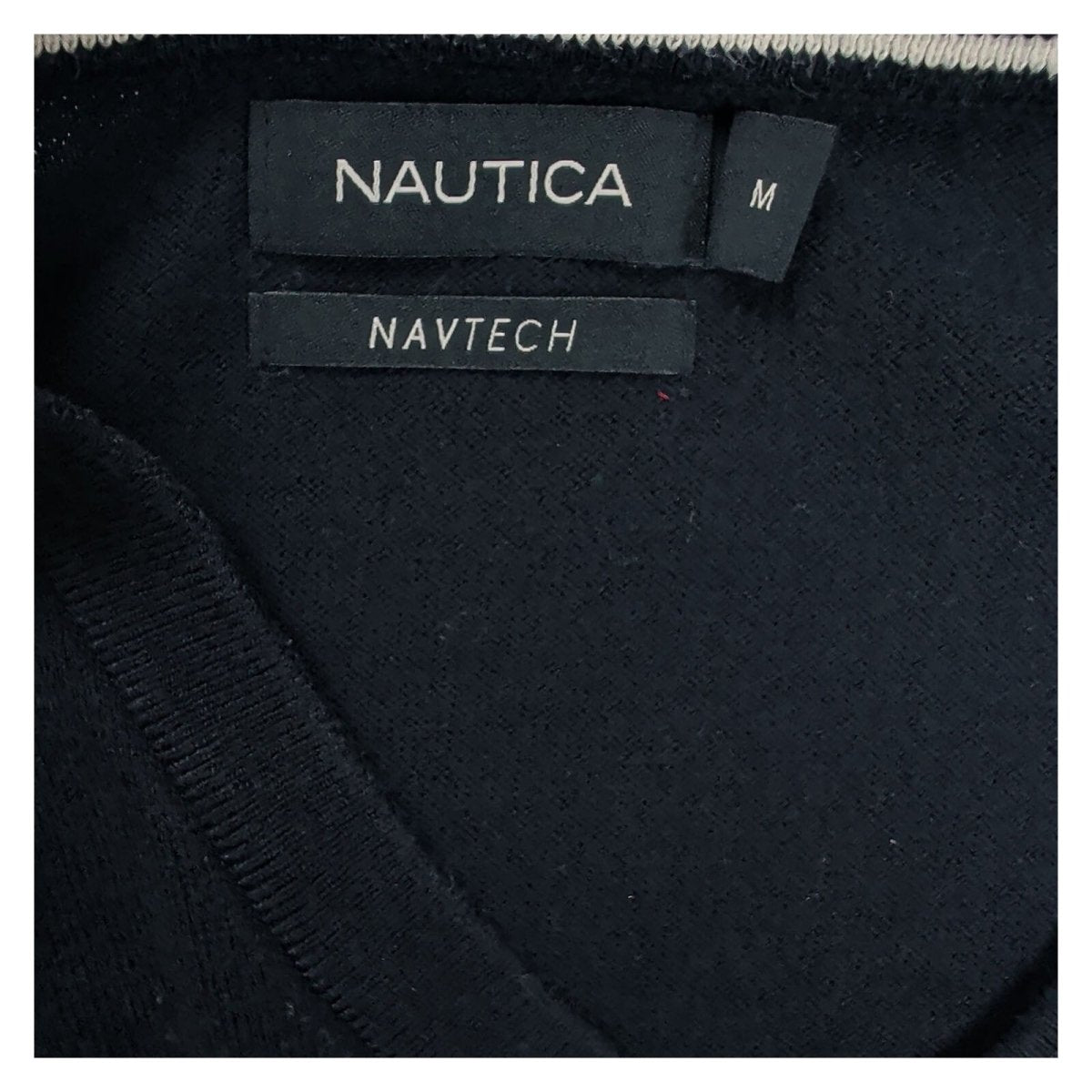 Nautica Men's Jumper Medium Navy V-Neck Embroidered Logo 60% Cotton 40% Poly – product photo 7 | RewearableUK