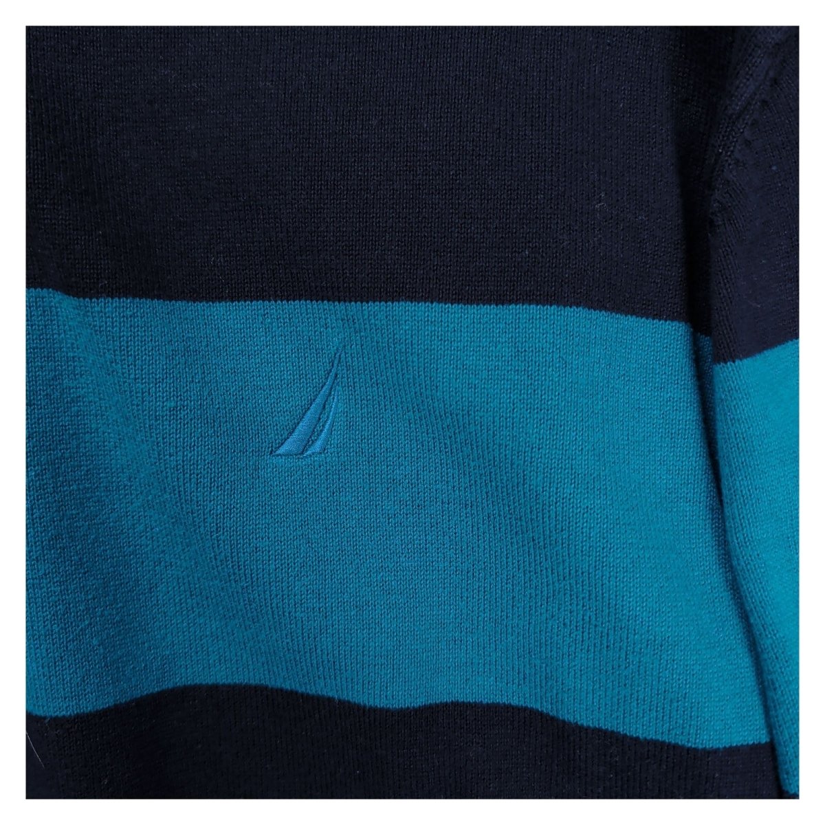Nautica Men's Jumper XXL Blue Striped 100% Cotton Half Zip Pullover – product photo 4 | RewearableUK