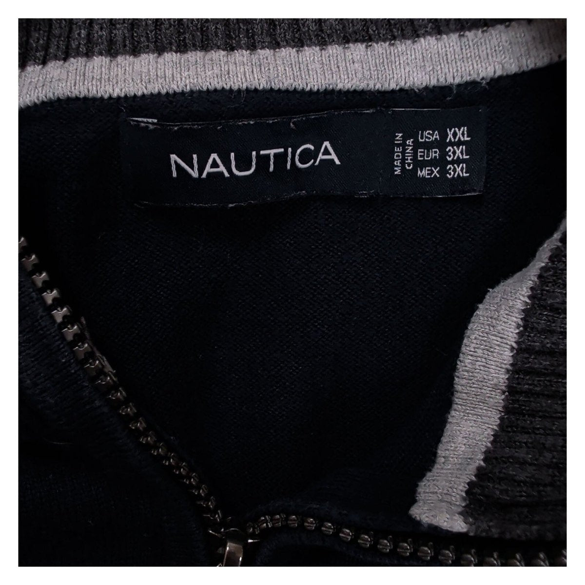 Nautica Men's Jumper XXL Navy Grey Embroidered Striped 100% Cotton – product photo 8 | RewearableUK