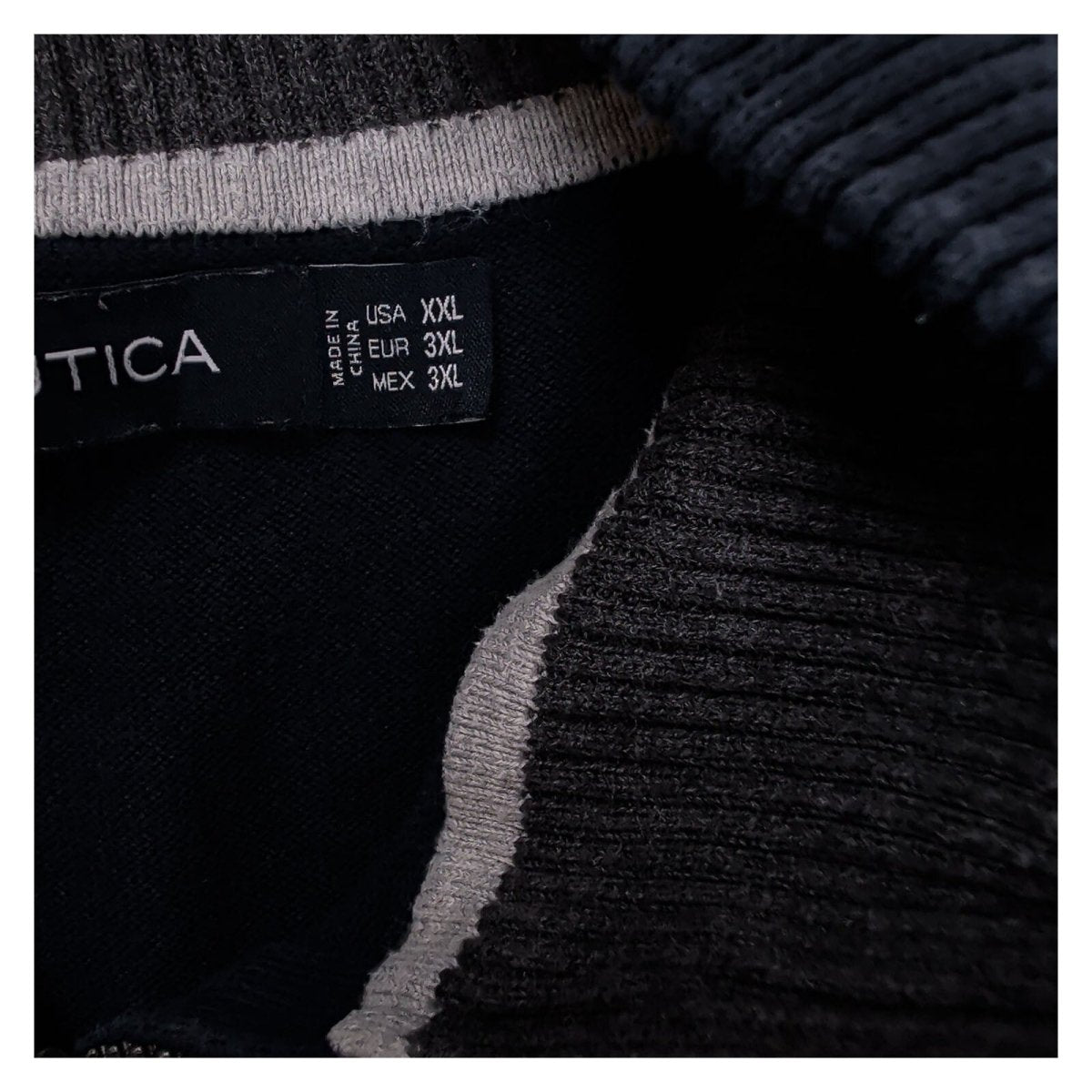 Nautica Men's Jumper XXL Navy Grey Embroidered Striped 100% Cotton – product photo 7 | RewearableUK