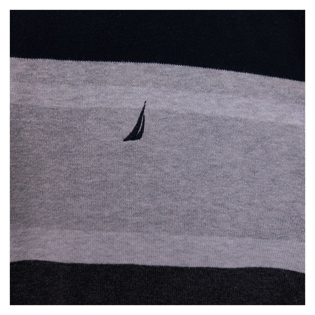 Nautica Men's Jumper XXL Navy Grey Embroidered Striped 100% Cotton – product photo 3 | RewearableUK