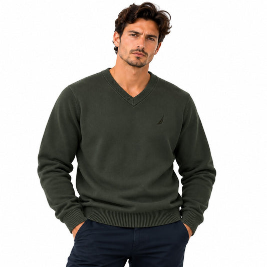 Nautica Men's Jumper XXXL (EU) / XXL (US) Dark Green V-Neck – Jumper product photo 1 | RewearableUK