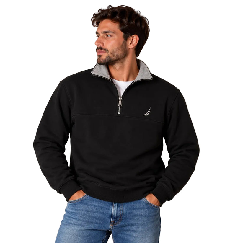 Nautica Men's Quarter Zip Sweatshirt S Black – Sweatshirt product photo 1 | RewearableUK