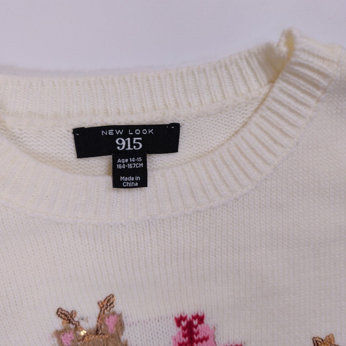 New Look Teens Llama Christmas Jumper Age 14-15 Cream – product photo 5 | RewearableUK