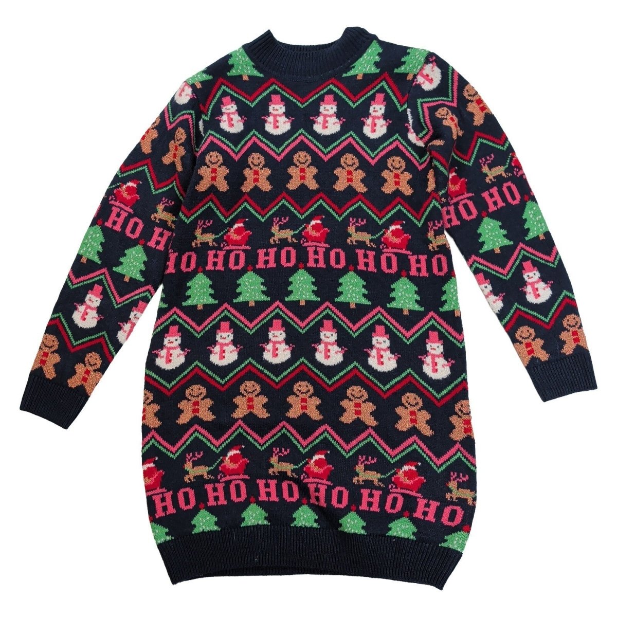 NEXT Girls Christmas Jumper Age 12 Navy Fair Isle Santa Gingerbread – product photo 1 | RewearableUK