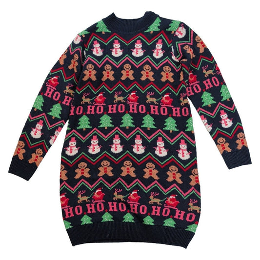 NEXT Girls Christmas Jumper Age 12 Navy Fair Isle Santa Gingerbread – product photo 1 | RewearableUK