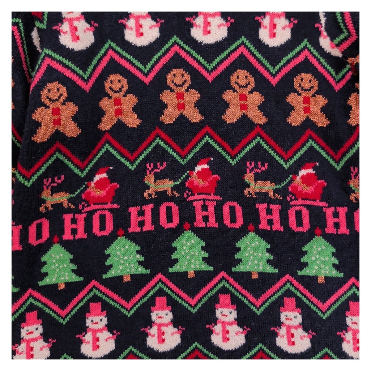NEXT Girls Christmas Jumper Age 12 Navy Fair Isle Santa Gingerbread – product photo 2 | RewearableUK