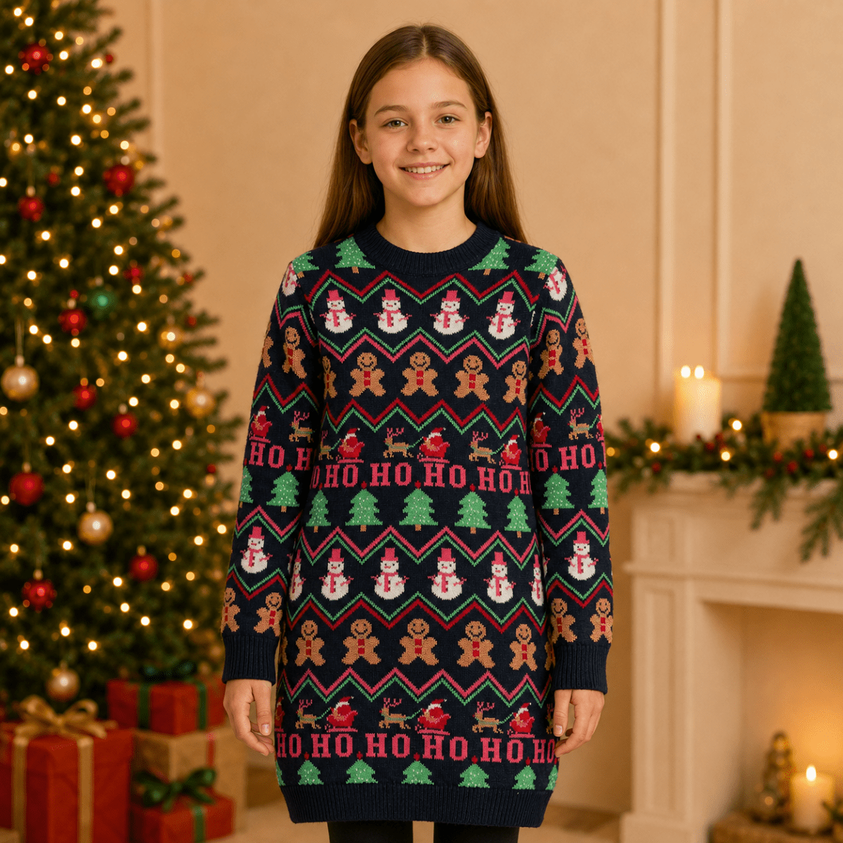 Next Girls Christmas Jumper Age 12 Navy Fair Isle Santa – jumper product photo 1 | RewearableUK