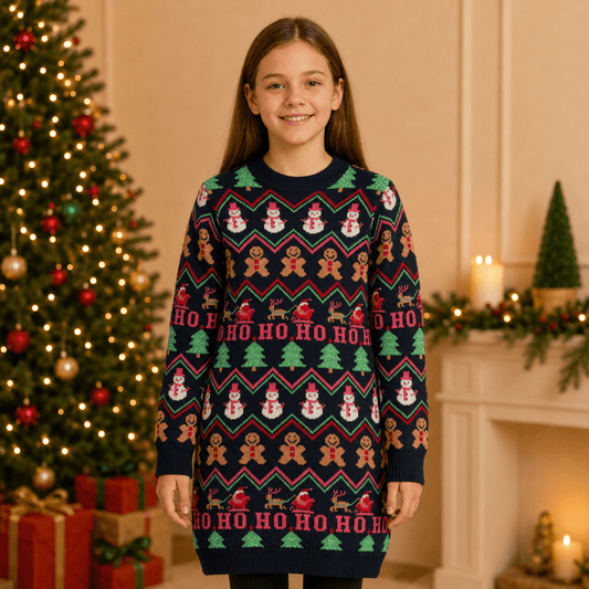 Next Girls Christmas Jumper Age 12 Navy Fair Isle Santa – jumper product photo 1 | RewearableUK