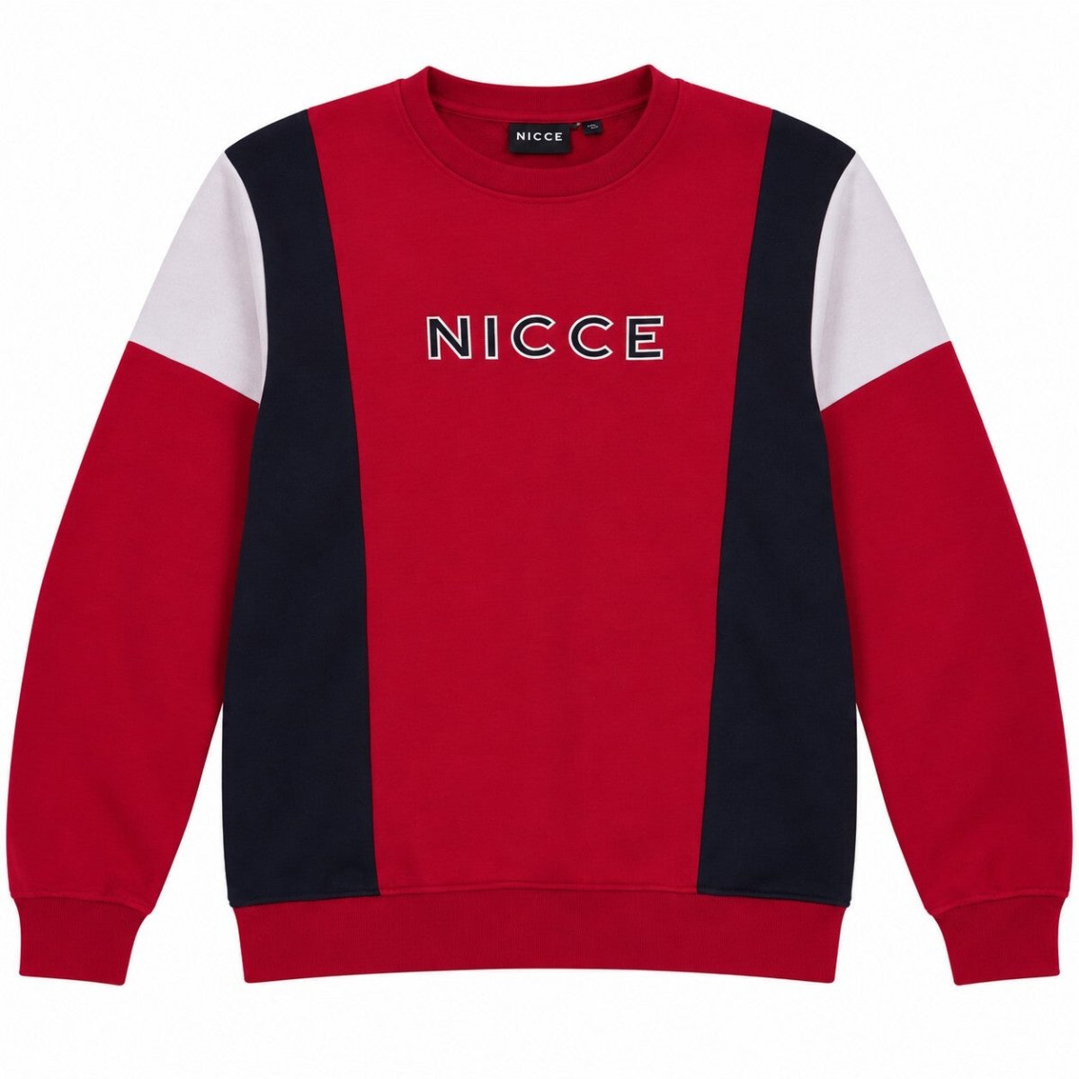 Nicce Unisex Sweatshirt S Red Multicoloured Panelled Crew Neck – product photo 1 | RewearableUK