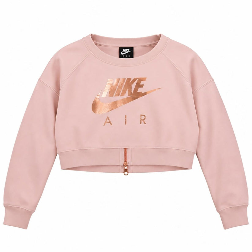 Nike Air Womens Pink Cropped Sweatshirt Size S Rose Gold Logo Back Zip – product photo 1 | RewearableUK