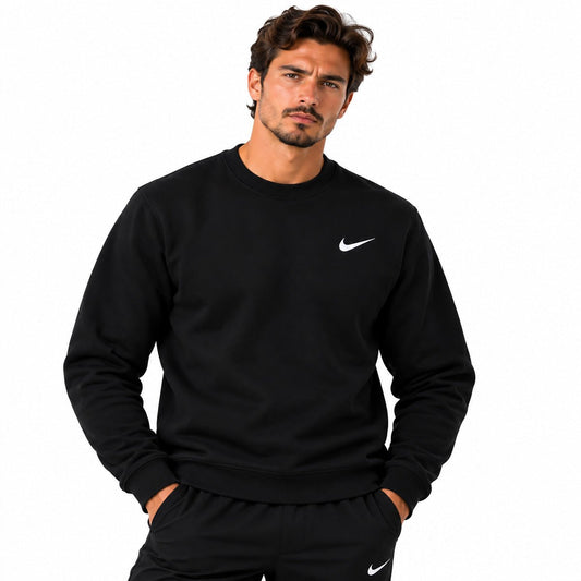 Nike Black Cotton Crew Unisex Sweatshirt M Long Sleeve Embroidered Pullover – Sweatshirt product photo 1 | RewearableUK