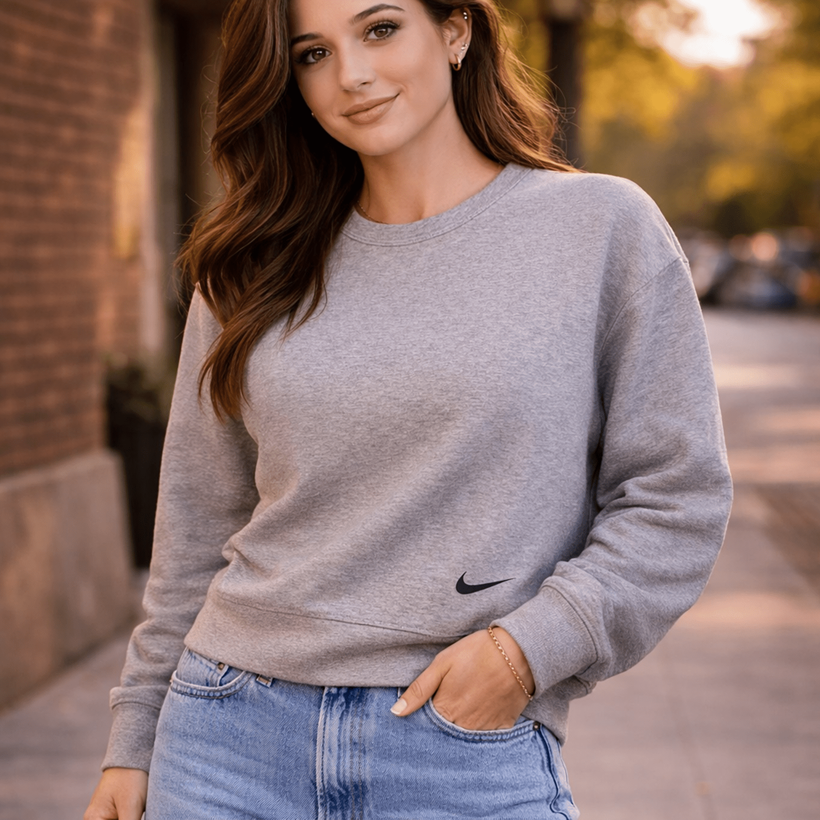 Nike Dri - Fit Crewneck Sweatshirt Grey | Women's Medium by Nike – Sweater & Hoodie | RewearableUK
