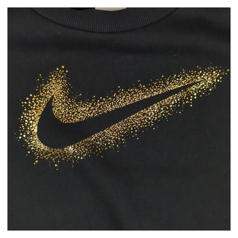 Nike Nike Girls Sweatshirt XL 156 - 166cm Black Long Sleeve Golden Logo Used Sweater & Hoodie RewearableUK