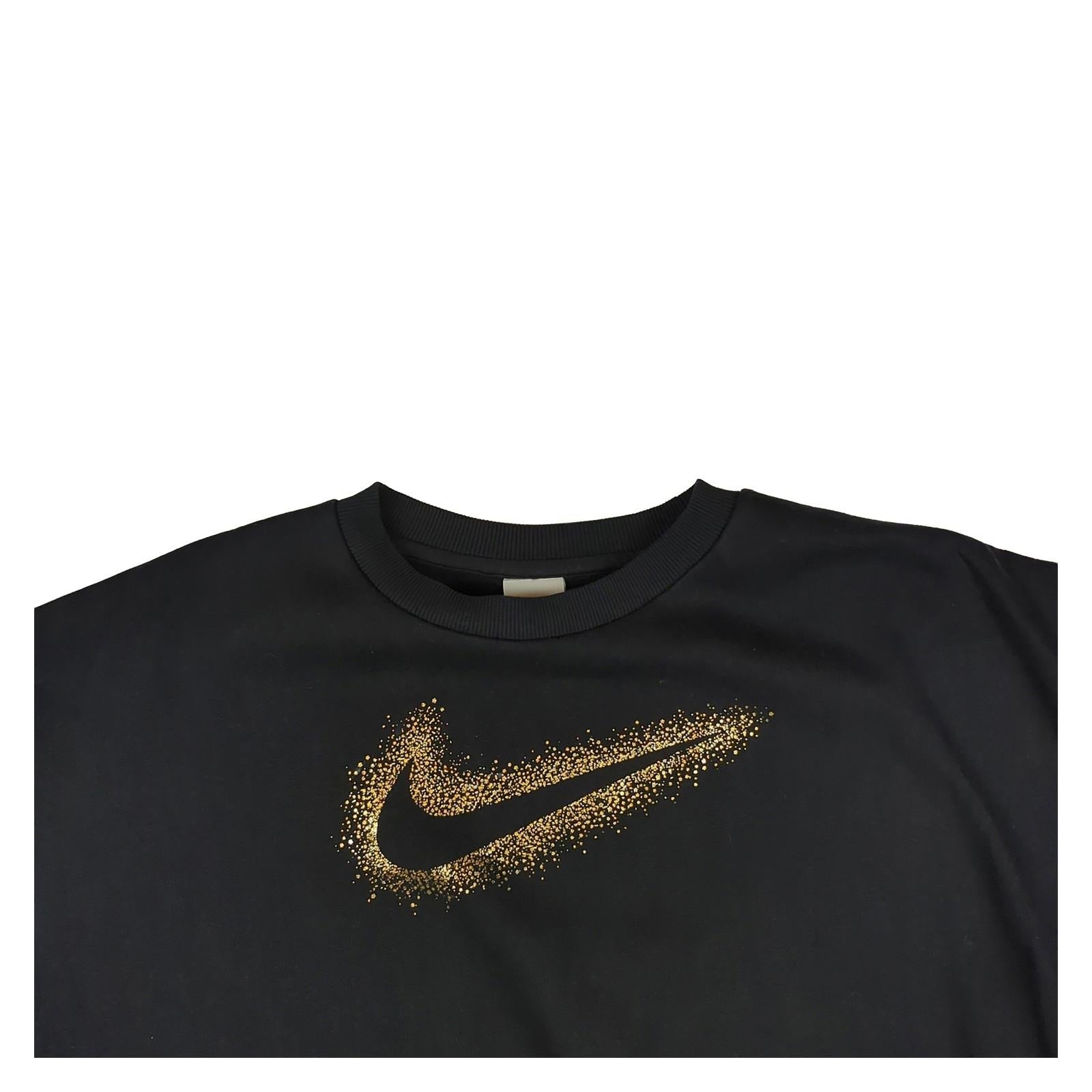 Nike Nike Girls Sweatshirt XL 156 - 166cm Black Long Sleeve Golden Logo Used Sweater & Hoodie RewearableUK