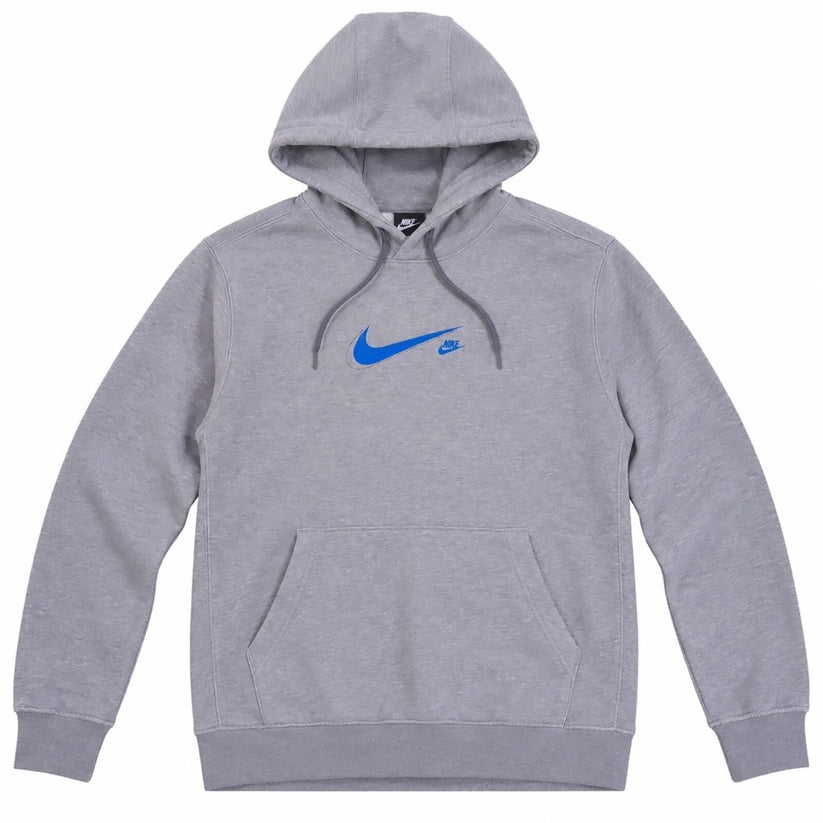 Nike Grey Marl Pullover Hoodie Size S Blue Swoosh Logo Fleece Kangaroo Pocket – product photo 1 | RewearableUK